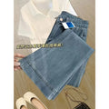 Jeans taille haute amincissants à jambe large pour femmes, pantalon en jean fin d'été, petite taille, coupe droite, micro-évasé, neuf points.