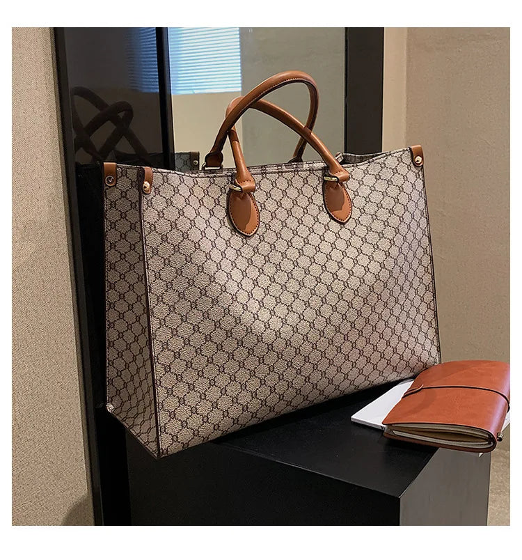 Sacs femme grande capacité en Europe et aux États-Unis, sac à bandoulière rétro, lettres classiques, sacs à main de banlieue en PU pour femmes