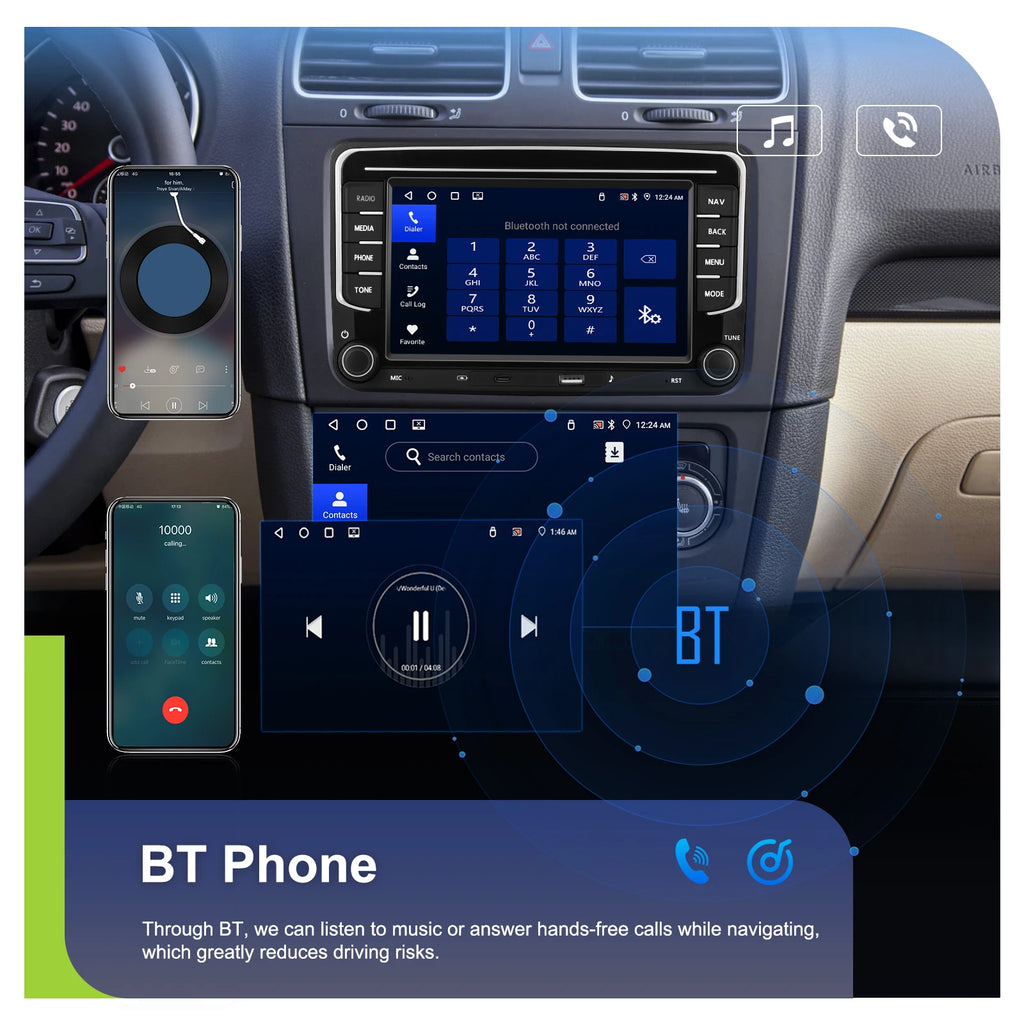 Podofo 7 "9" CarPlay Android Car Radio For Volkswagen VW Golf Passat JETTA Skoda SEAT Car Intelligent System 2din GPS Car Radio
