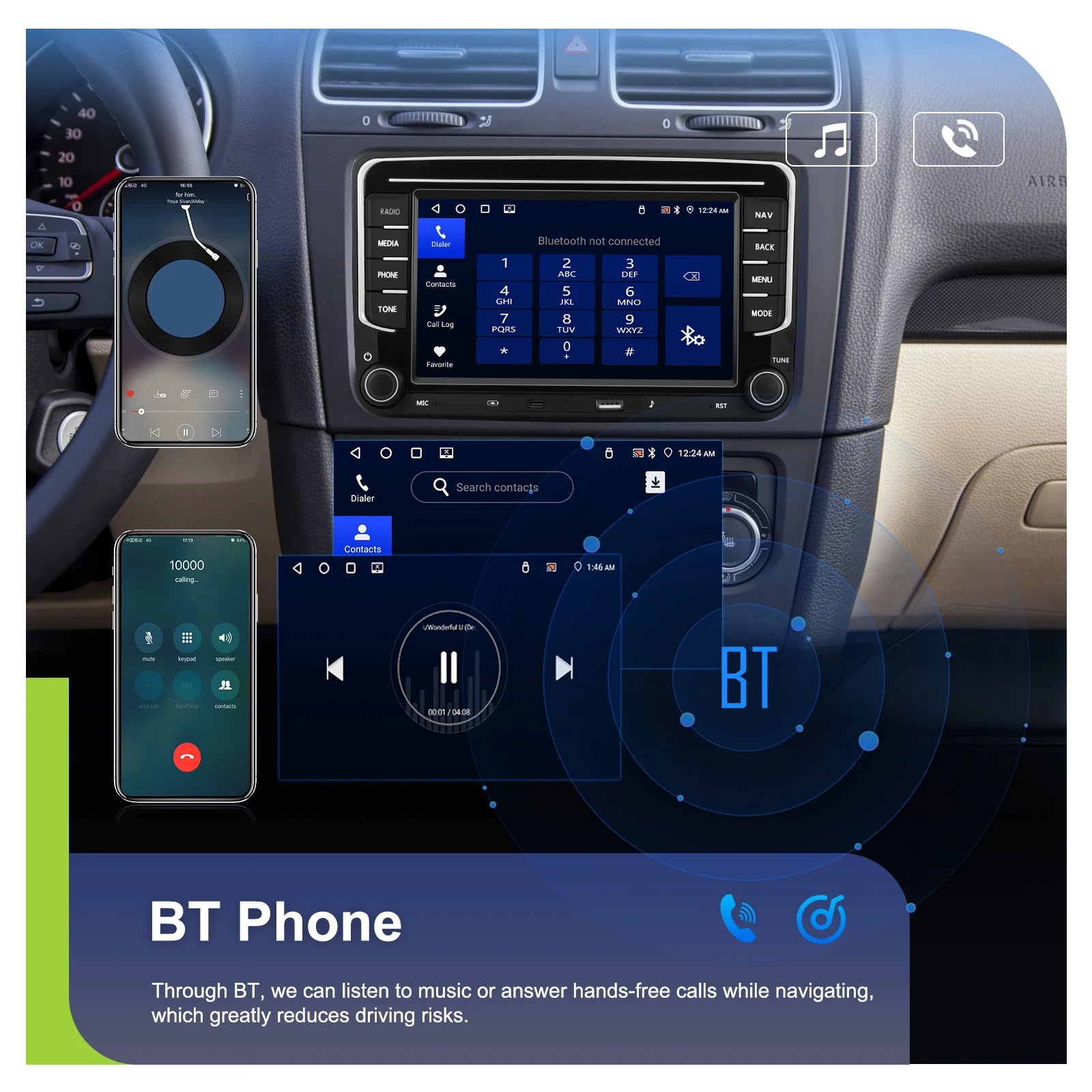 Podofo 7 "9" CarPlay Android Car Radio For Volkswagen VW Golf Passat JETTA Skoda SEAT Car Intelligent System 2din GPS Car Radio