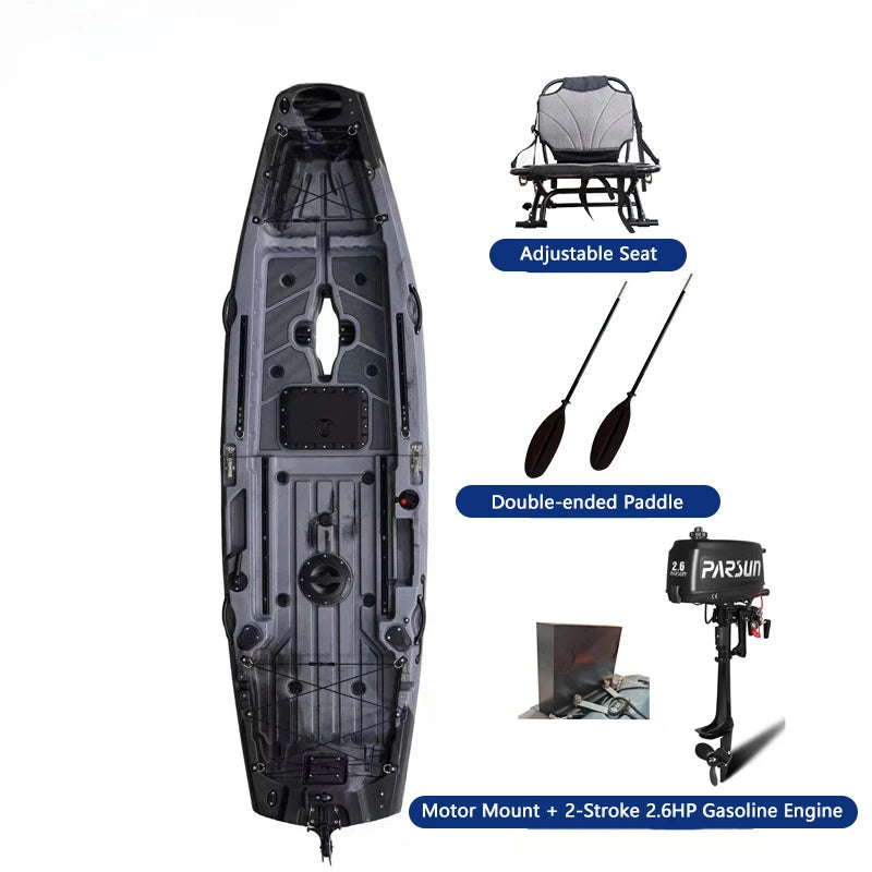 Modular Kayak LLDPE Fishing Boat Motorized Canoe Seat Paddle Rotomolded Portable Take Apart Raft Angling Drift Engine Water Gear
