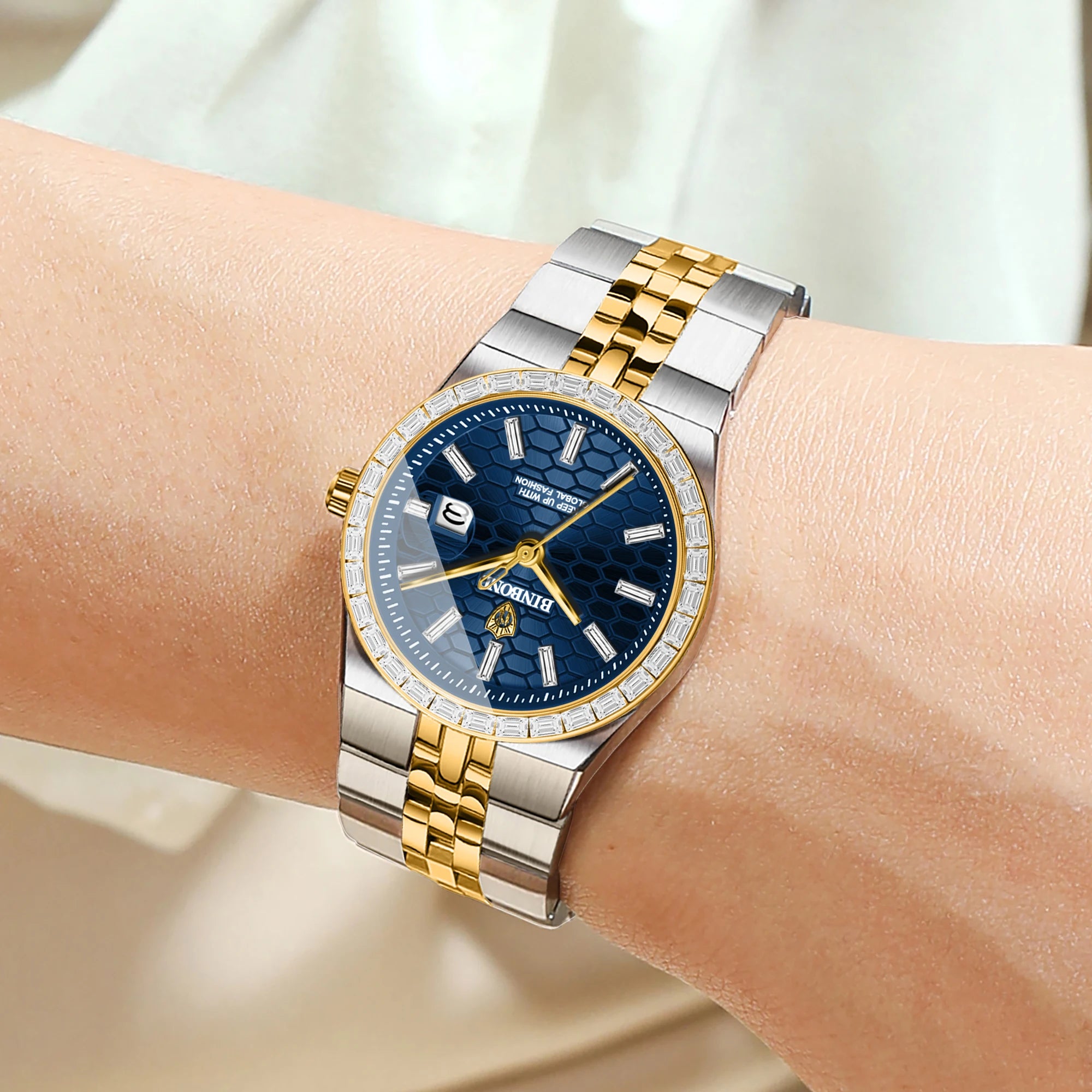 BINBOND Waterproof Sturdy Auto Date Women's Watches Fashion Reloj Ladies Casual Accurate Quartz Wristwatches For Women Luxury