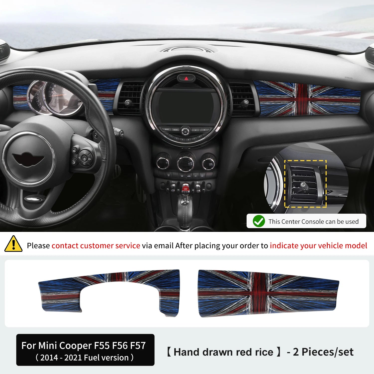 Car Dashboard Decorative Shell ABS Leather For Mini Cooper F55 F56 F57 2014-2021 Center Console Decorative Shell Car Accessories