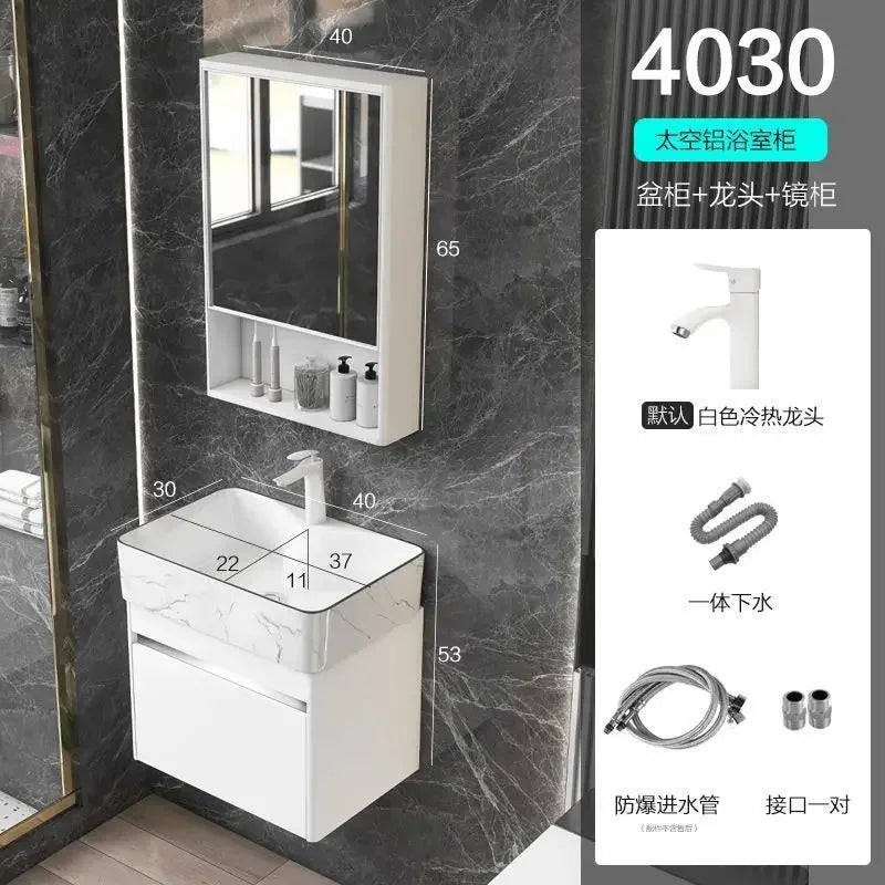 Compact Mini Bathroom Cabinet Minimalist Storage Ceramic Integrated Bathroom Vanity Cabinet Modern Archivadores Trendy Furniture
