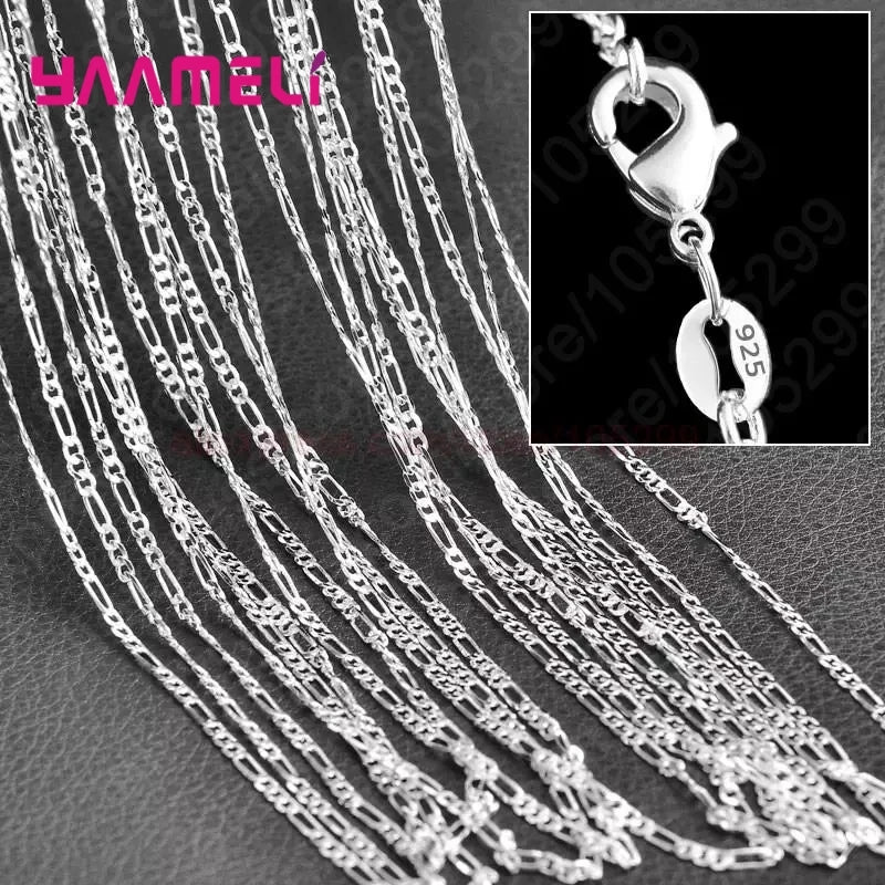 10PCS Wholesale Pure 925 Sterling Silver Charm Link Chain Necklace Jewelry with Strong Smooth Lobster Clasps 16-30 Inches