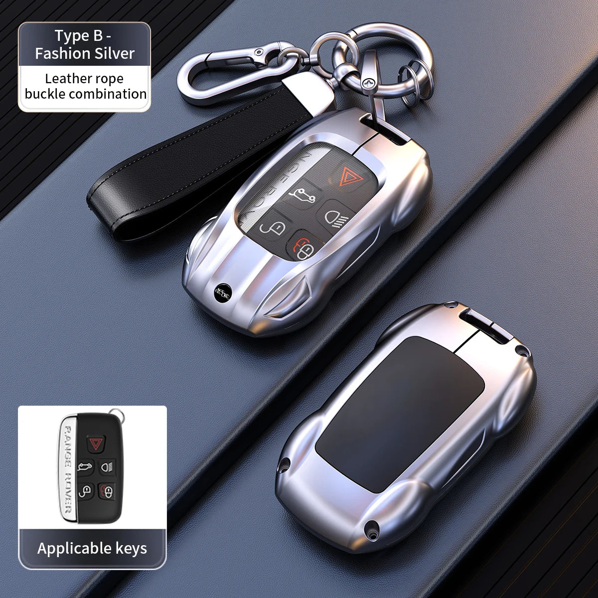 Leather Metal Car Key Case Cover Bag For Land Rover Range Rover Sport Evoque Freelander Velar Discovery 4 Jaguar XE XJ XF Guitar