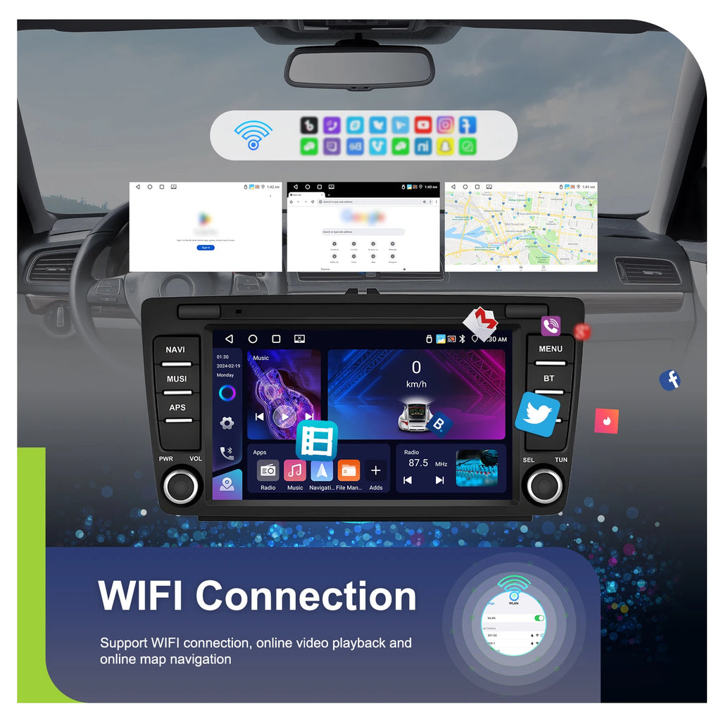 4+64G 8inch Wireless Carplay Android Auto For Skoda Octavia 2 A5 2004-2013 Car Radio CarPlay GPS Navigation WIFI RDS Stereo