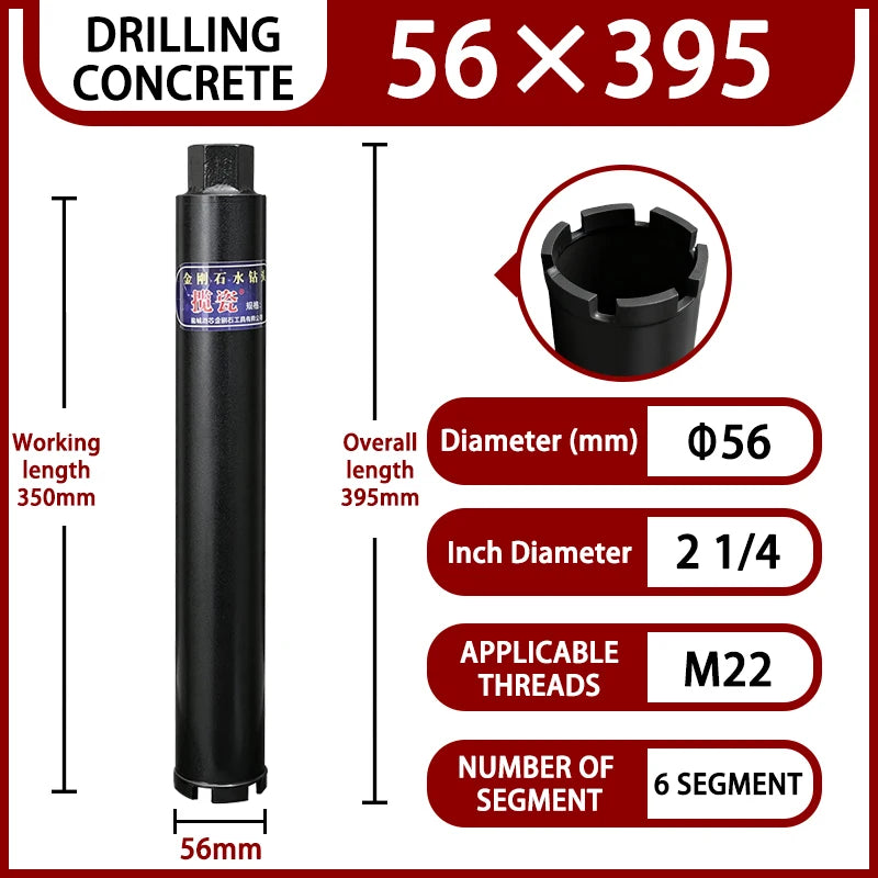 LAANCI laser weld Diamond Core Drill Bit for Reinforced Concrete – Diameter 25-254mm,400mm Total Length M22 Threaded Connection