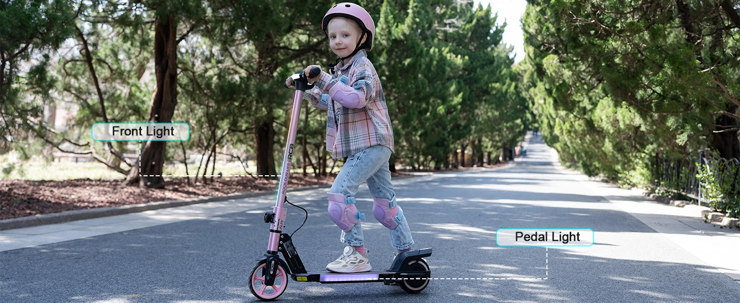 RCB R12 6-12 year old child electric scooting Lights RGB Non-zero start Double brake LCD screen 3-speed foldable