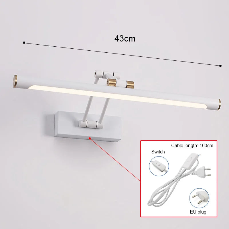 Mirror Light LED Wall Lamp Modern Bathroom Wall Light 43cm 58cm AC85 - 265V Indoor Lighting Bedroom Wall Sconces Light Fixtures