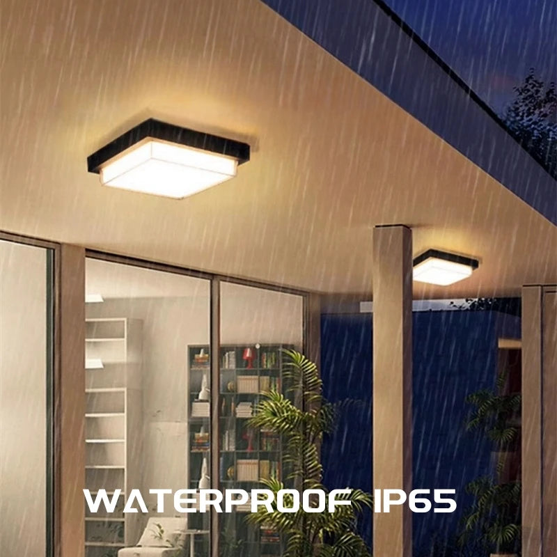 Square Outdoor LED Ceiling Lamp Surface Mounted Waterproof Sconces Bathroom Porch Garden Exterior Wall Lighting Fixture 110/220V