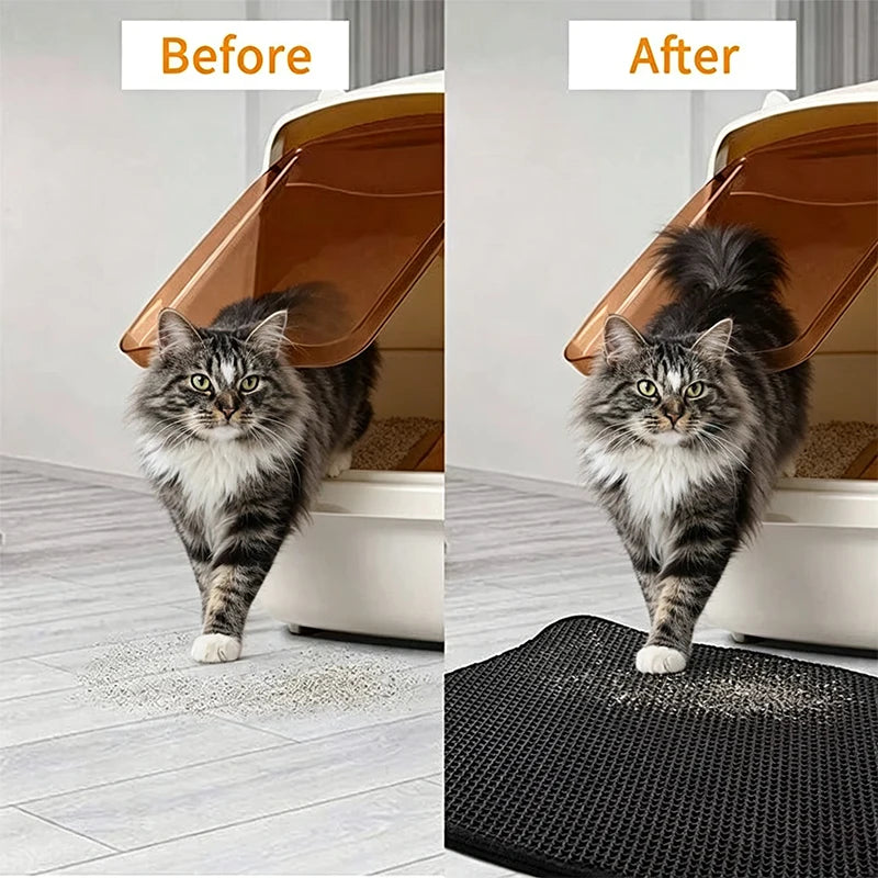 EVA Waterproof Pet Cat Litter Mat Double Layer Pet Litter Box Mat for Cat Non-slip Toilet Pad Washable Bed Mat Cat Accessories