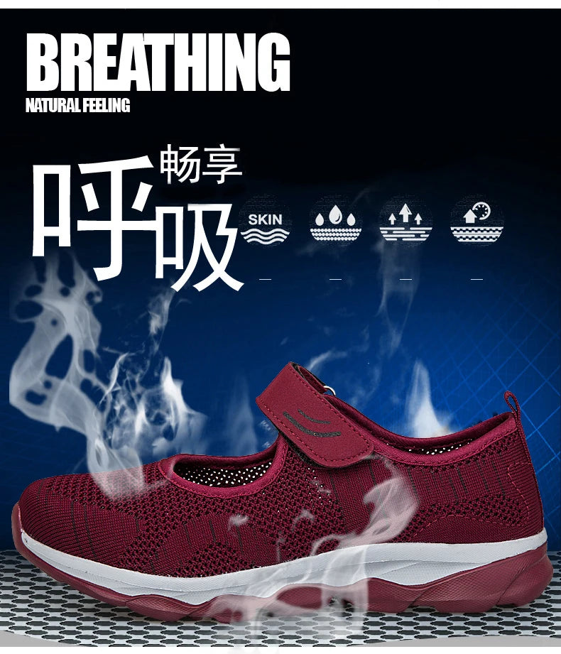 Women's Breathable Walking Shoes Ladies Fashion Mary Jane Sneakers Adjustable Working Nurse Shoes Lightweight Flats Roll