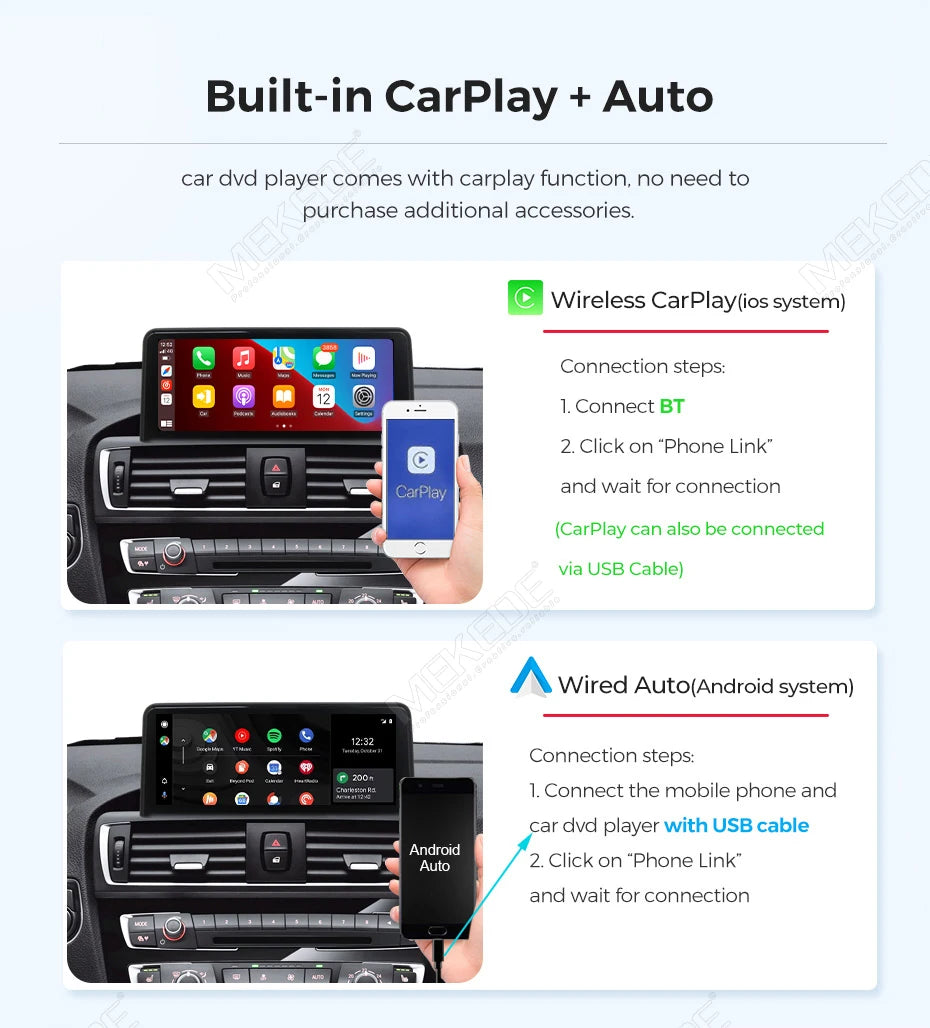 MEKEDE 128GB Android 14 Wireless CarPlay For BMW X1 E84 2009 - 2015 Car Multimedia Player DSP Android Auto GPS 8 Core Autoradio