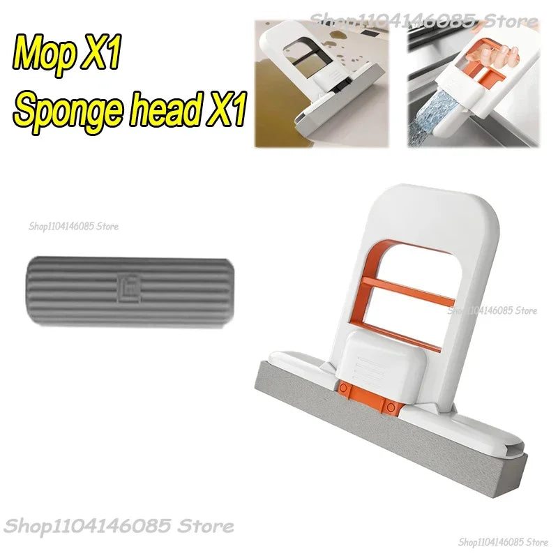 Portable Foldable Wet Dry Mop Quick Cleaning Bathroom Kitchen Mini Sponge Mop Hand-free Wash Mops Mini Portable  Floor Mop