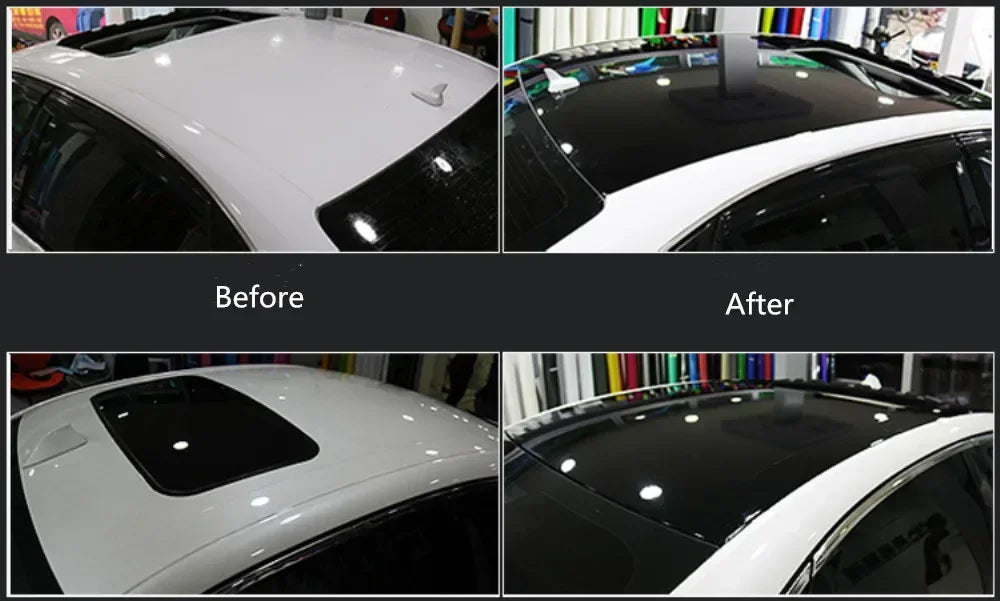 Glossy Black Car Roof Wrap Vinyl 1.35M x 2M/3M Bubble-Free Self Adhesive Car Top Film for Skylight Style Protection Styling