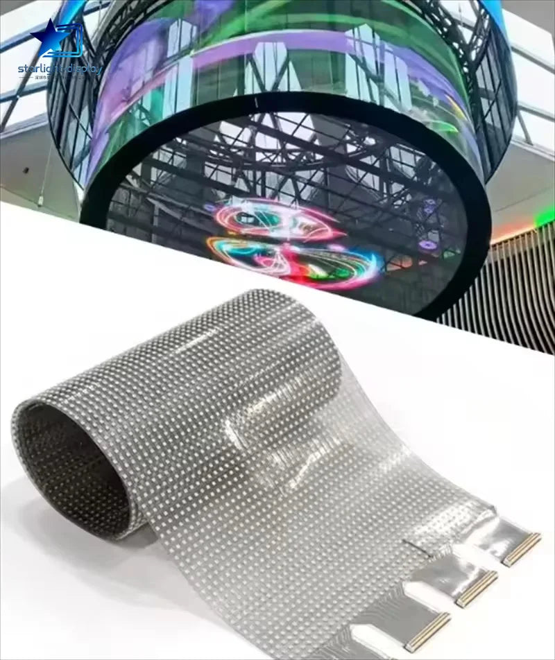 High Brightness Transparent Film LED Screen Indoor Shop Window Advertising Flexible Display
