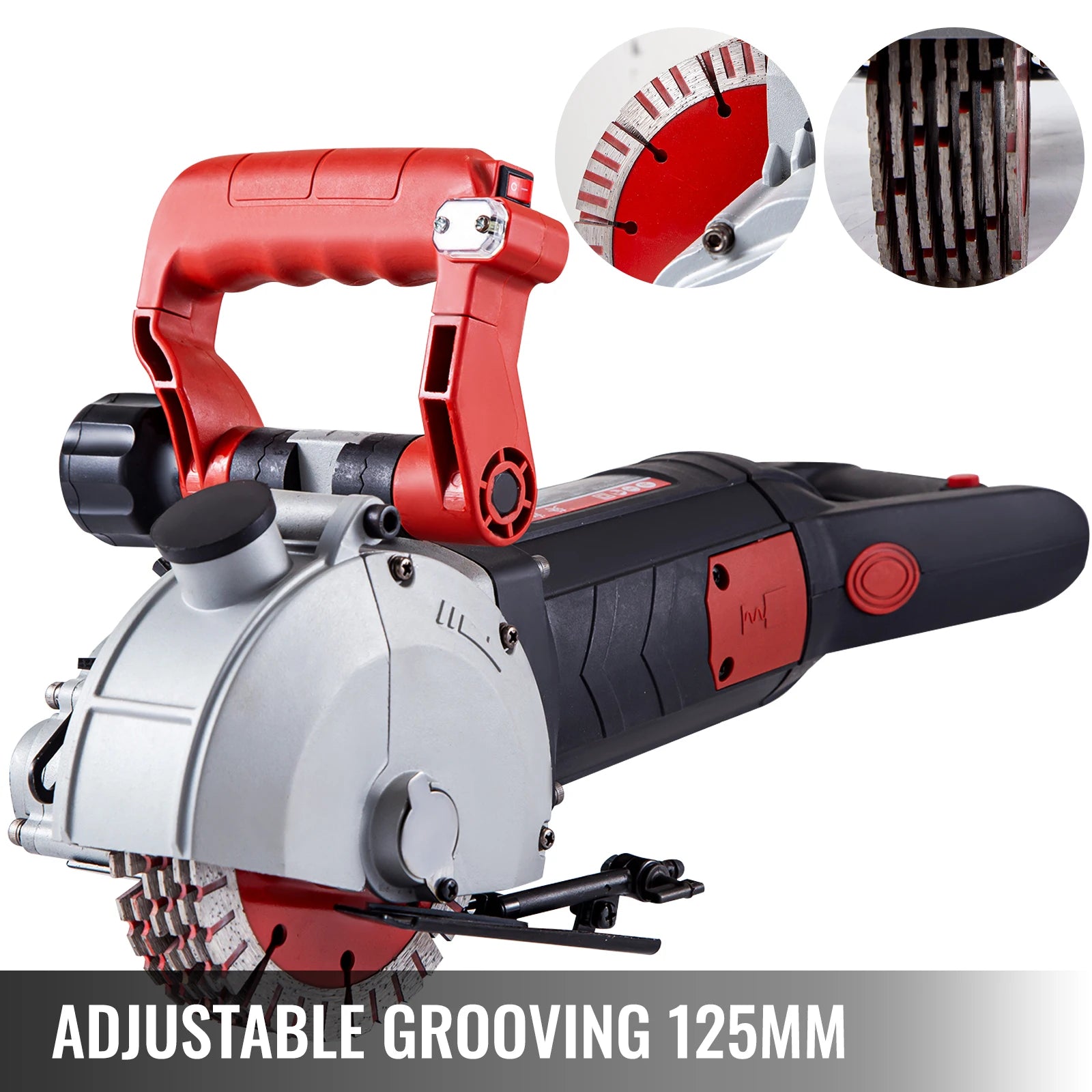 SucceBuy Max Rainureuse Murale 4800W Découpeuse à Béton Électrique avec Visée Laser Machine à Rainurer 125mm Scie Circulaire Outil de Coupe