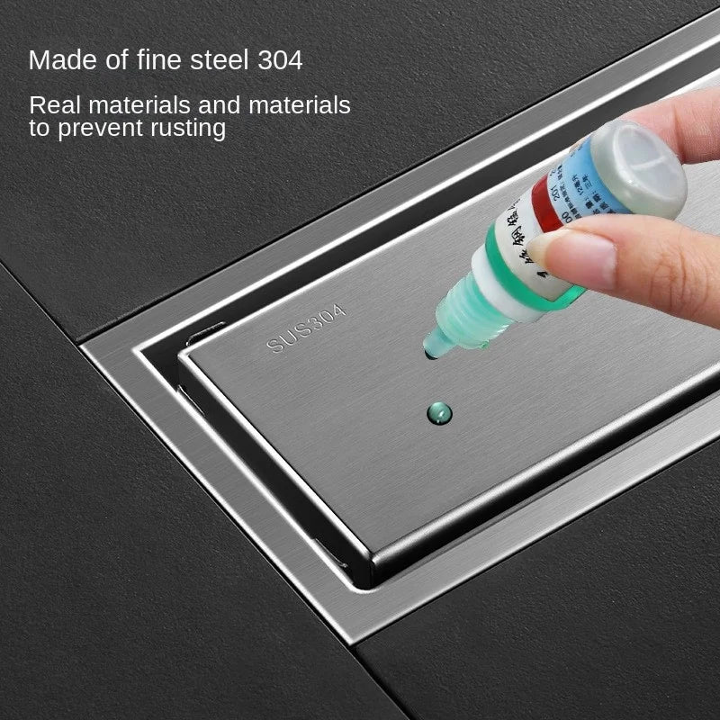 Invisible Tile Floor Drain Brshed Gold Black 304 Stainless Steel Lavatory Bathroom Shower Long Linear Drainage Side Floor Drains