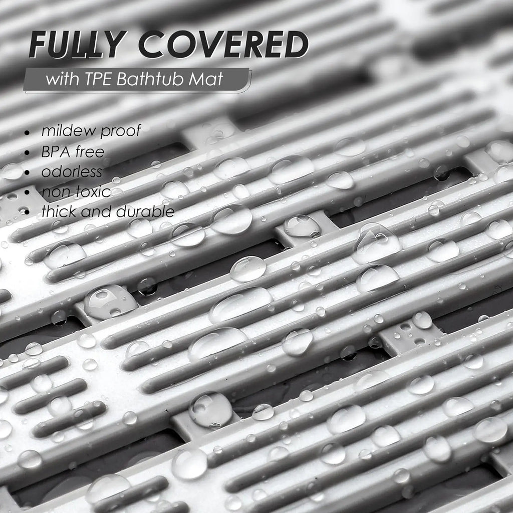 Shower Tub Anti Slip Textured Surface Shower Mat with Drain Hole and Large Suction Cups Quick Dry Bathroom Shower Stall Rug