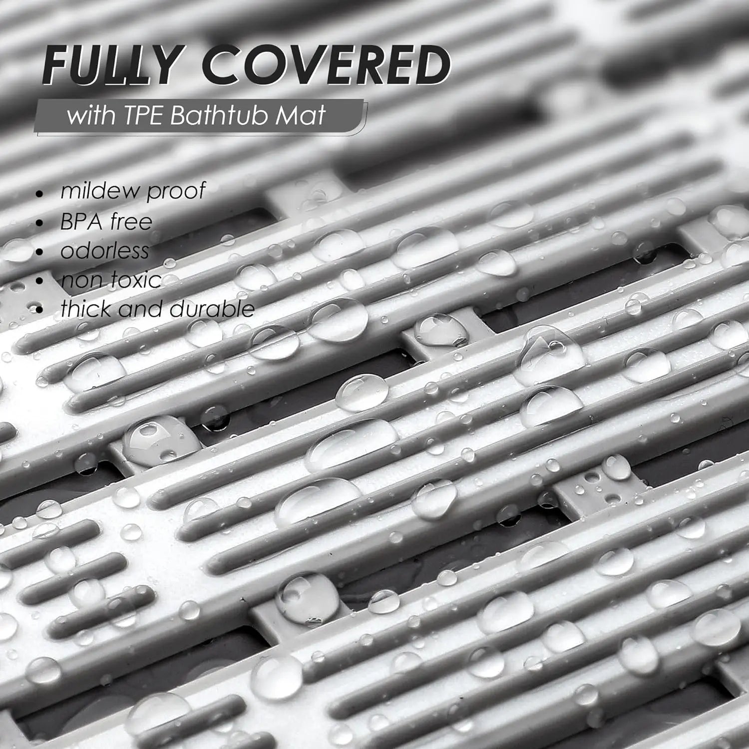Shower Tub Anti Slip Textured Surface Shower Mat with Drain Hole and Large Suction Cups Quick Dry Bathroom Shower Stall Rug