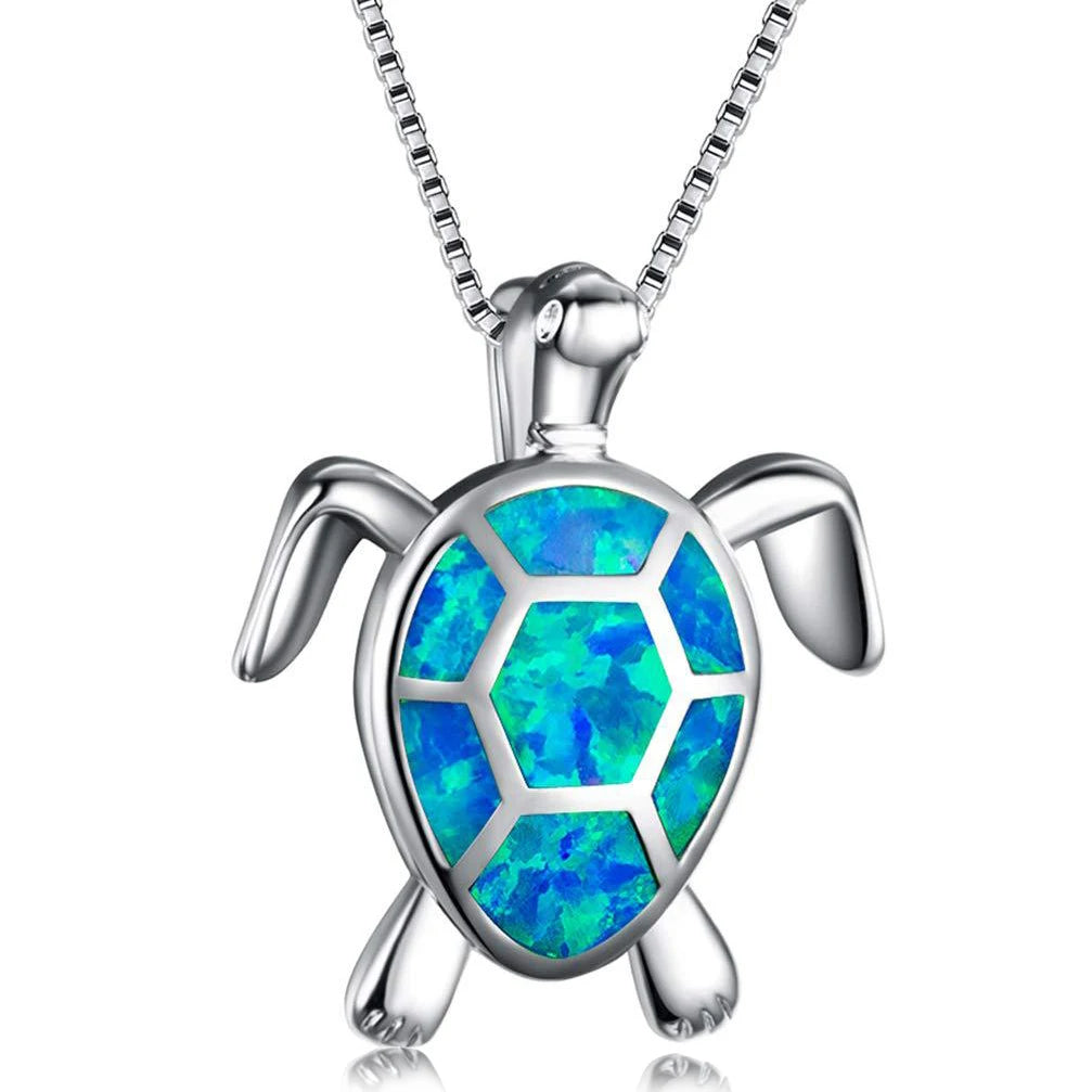 Bohemia Cute Frog Pendant Necklace For Women Inlay Blue Imitation Opal Necklace Wedding Party Jewelry Christmas Gifts for Her
