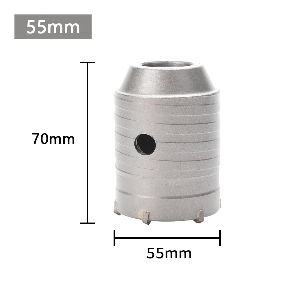 30-100mm Concrete Wall Hole Saw, SDS Plus Shank Impact Drill Bit, Suitable for Drilling Concrete, Brick, Stone and Walls