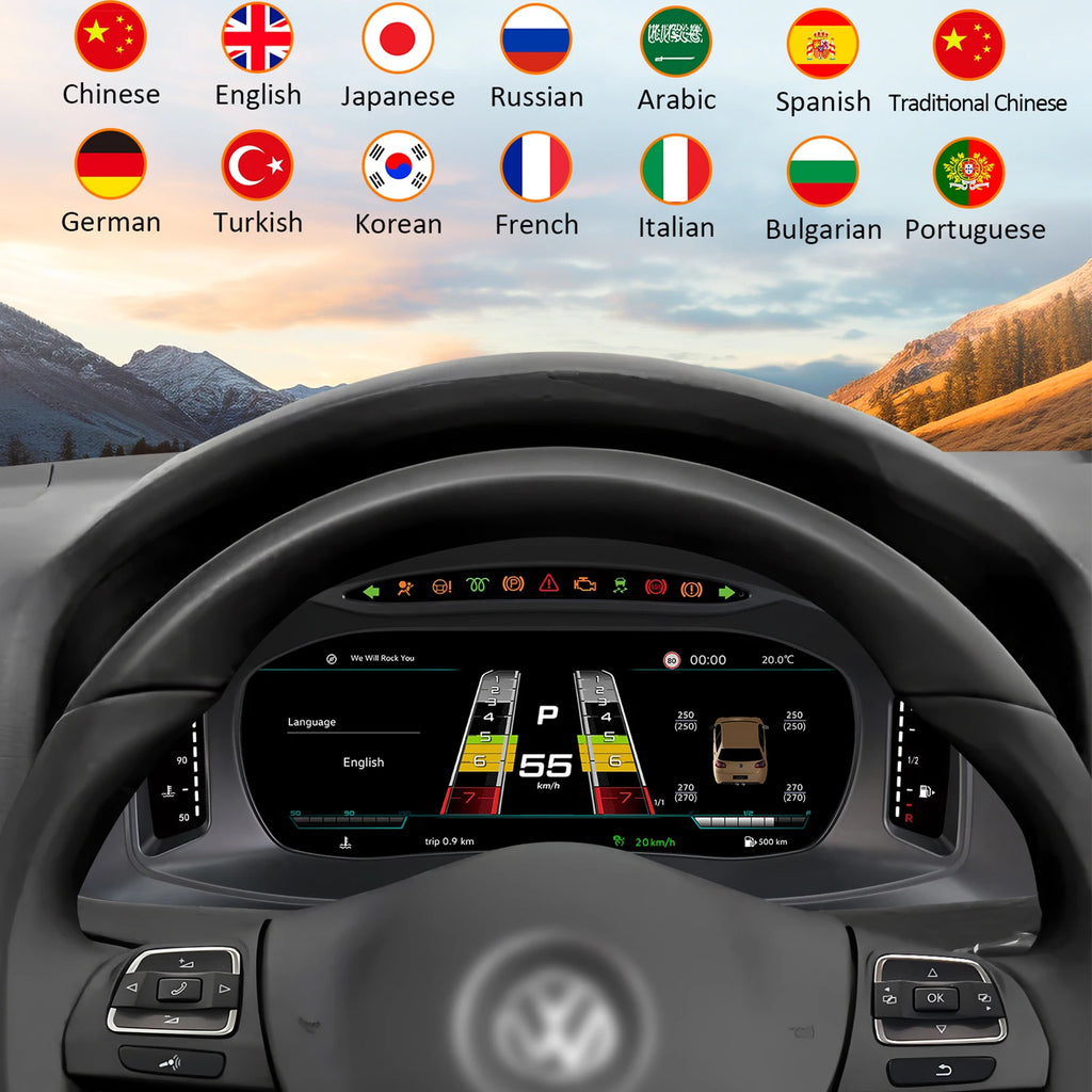 Car Digital Dashboard for Volkswagen Touareg 2003-2010 LCD Panel Speedometer Virtual Cockpit Instrument Cluster Carplay Auto USB