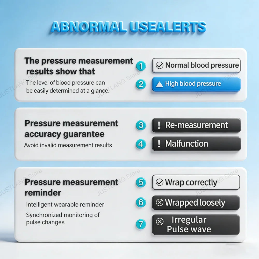 JUSTLANG 1000mAh Blood Pressure Monitor Dual Result Display HD LED Arrhythmia Tonometer Digital Tensiometer Pressure Measure Arm