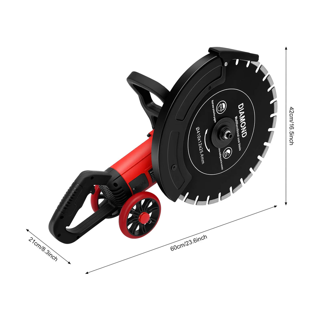 Electric Concrete Saw 4000w Water-Cooled Cutting Machine Low-Dust Slotting Machine Adjustable Depth for Stone Granite Red Brick