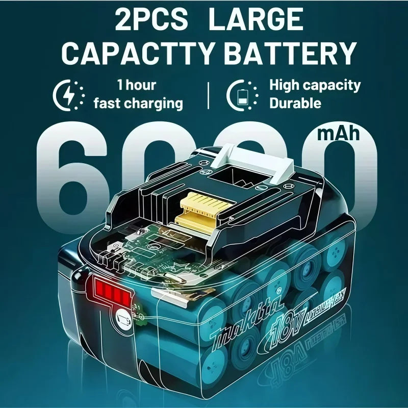 Genuine Makita 18V LXT 6.0Ah Li-ion Rechargeable Battery, Replacement for BL1840 BL1850 BL1860 Power Tool Battery