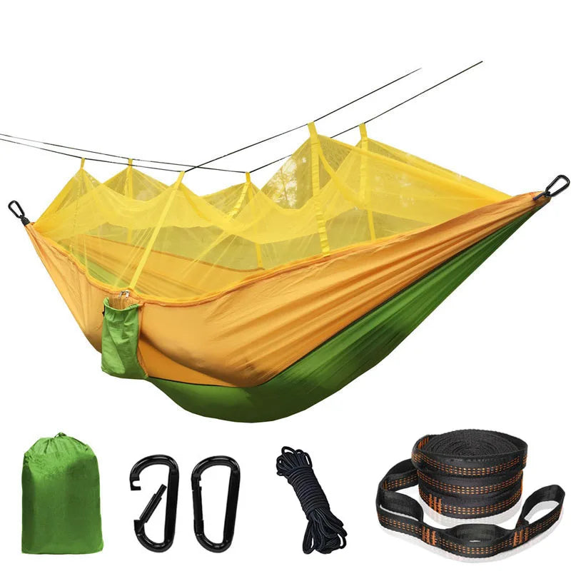 Lightweight Camping hammock with mosquito net Comfortable for Outdoor  Durable breathable 210T parachute nylon material Hammocks
