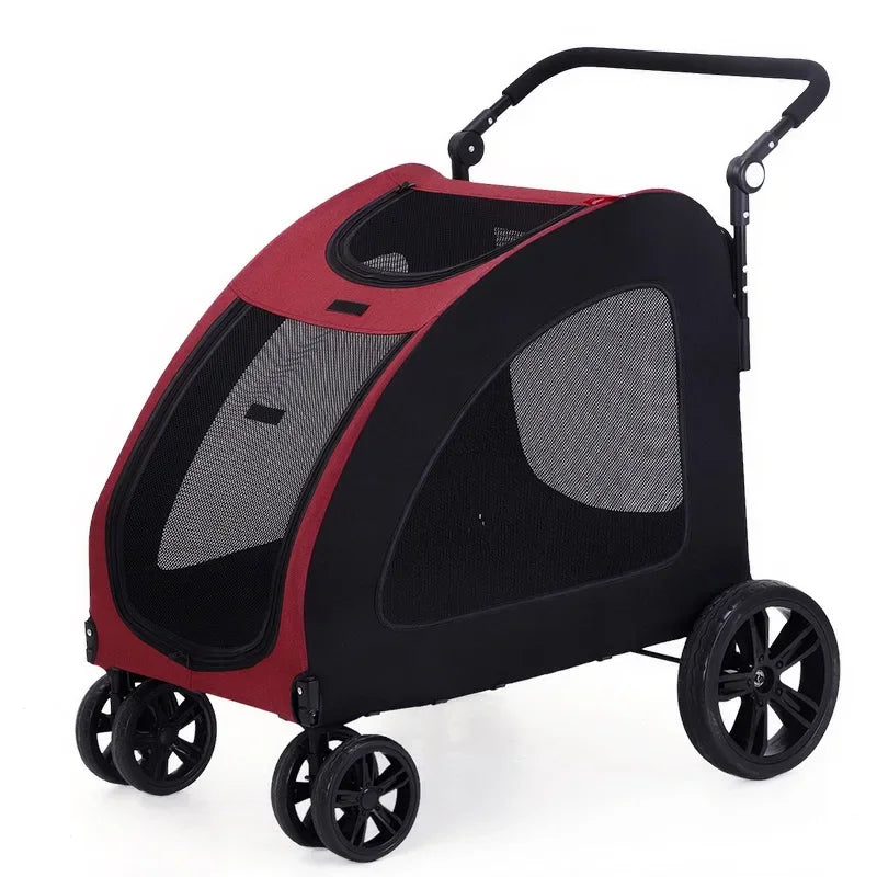 Luxury Foldable Pet Stroller for Dogs And Cats with Sunroof Breathable Mesh Large Jogger Cart Aluminum Plastic