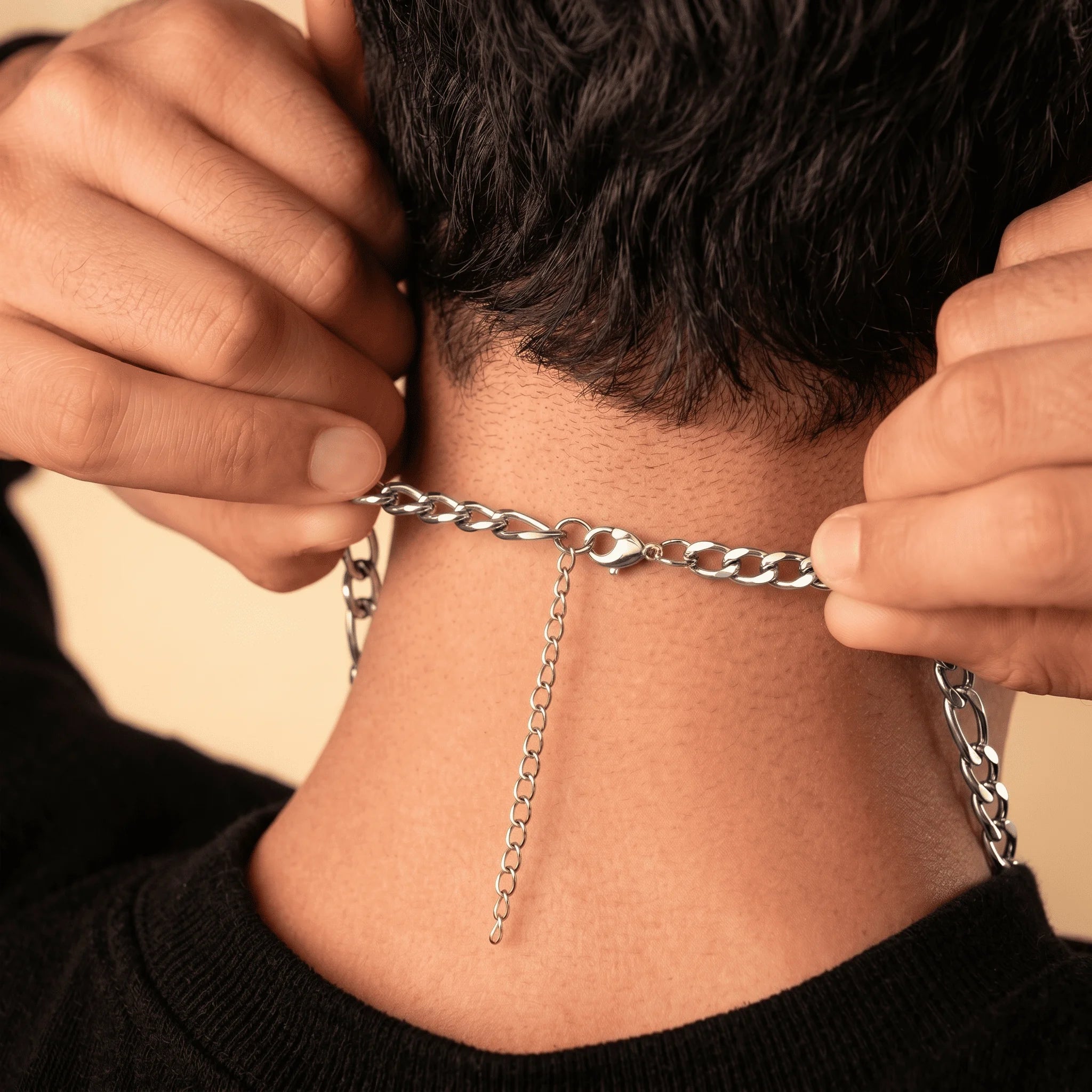 316L Stainless Steel Figaro Chain 58cm, Non-Tarnish NK 3:1 Link Necklace, Waterproof Minimalist Hip Hop Jewelry Gold Steel