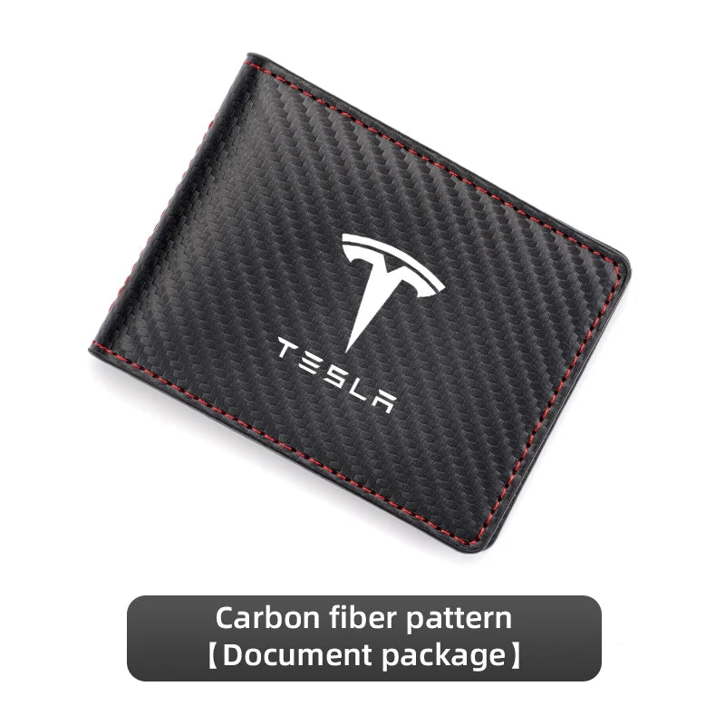 Driver License Holder Pu Leather on Cover Car Driving Documents Business Id Pass Certificate Folder Wallet for Tesla sticker
