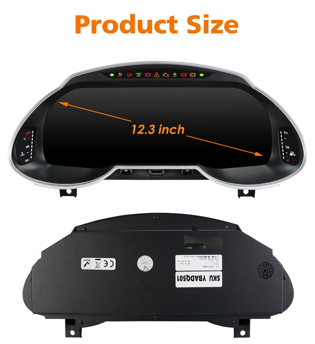 12.3 inch Digital Display Car Dashboard Cluster for Audi Q5 2009-2018 Android Auto Carplay Panel Speedometer Cockpit Gauges Dash