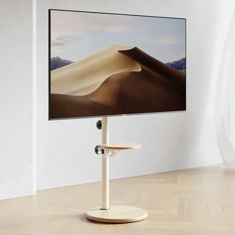 Modern Elegant Portable TV Carts Bracket with Wheels Floor-Height Adjustable Studio TV Stand for 14-43 Inch LED LCD