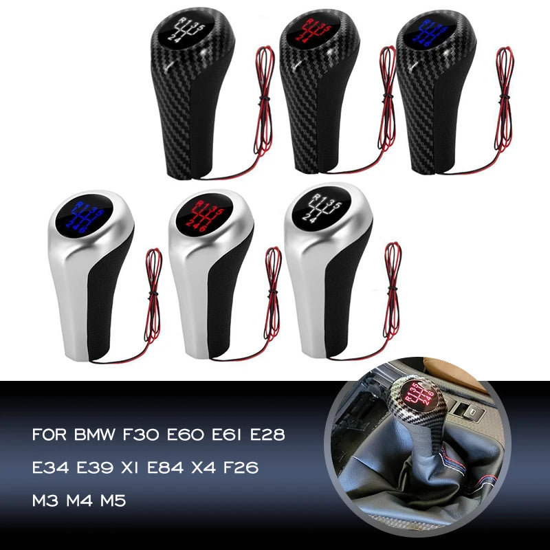 Bouton de levier de vitesses de voiture à LED 5/6 vitesses Levier de vitesses pour BMW F30 E60 E61 E28 E34 E39 X1 X3 E84 X4 F26 M3 M4 M5
