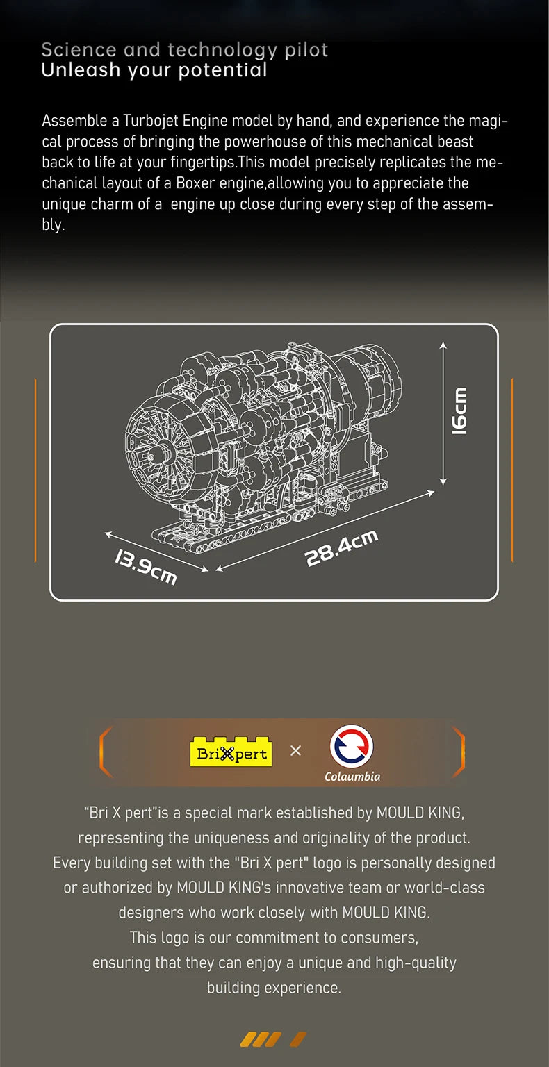 Mould King 10216 Technical Car Engine Toys The Motorized Turbojet Engine Building Block Assembly Engine Brick Kid Christmas Gift