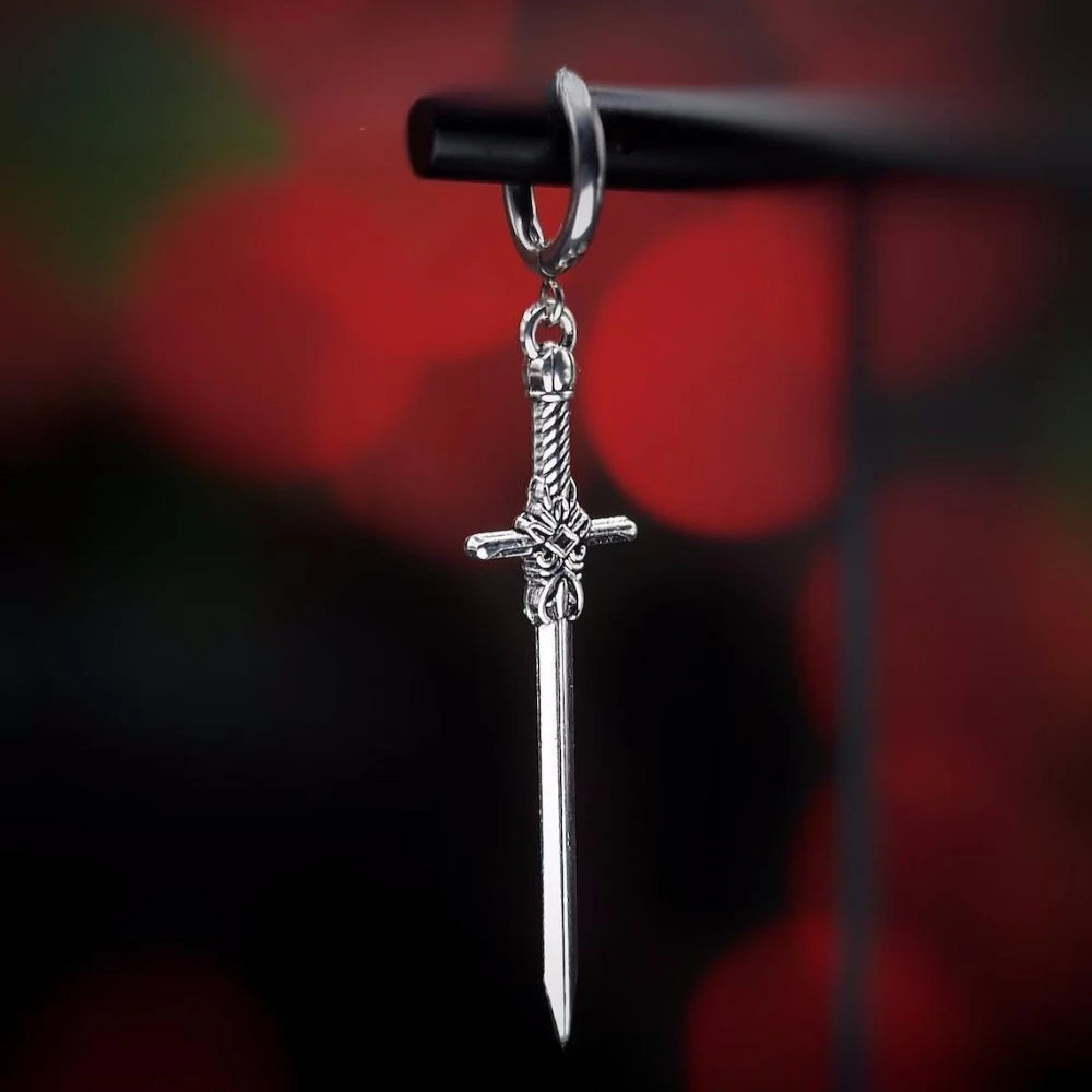 Personality Design Punk Goth Style Sword Drop Dangle Earrings for Men New Trend Hip Hop Rock Party Jewelry Y2K Accessories