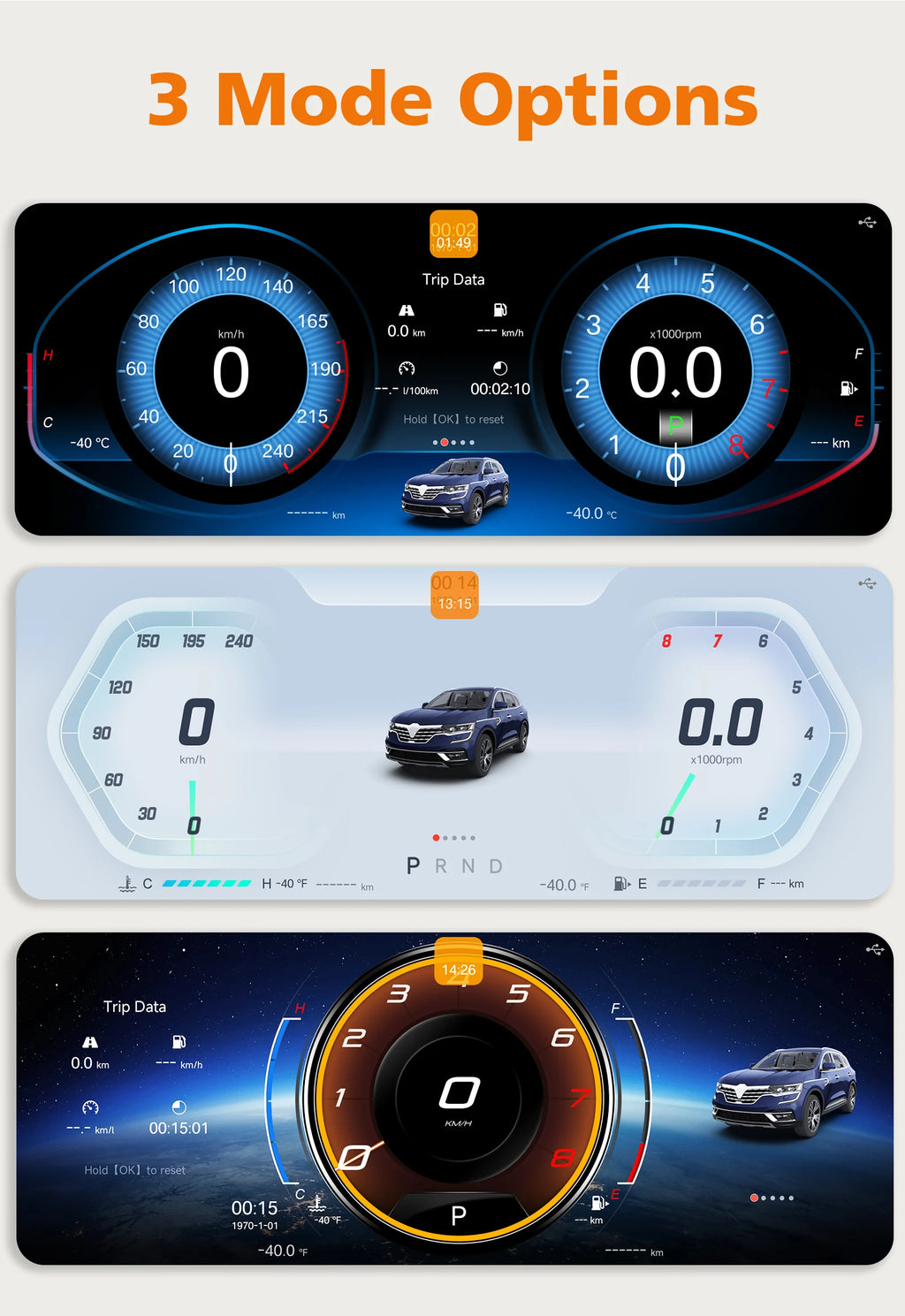 12.3 inch Digital Display Car Dashboard Cluster for Renault Koleos 2016-2020 Android Auto Carplay Panel Speedometer Cockpit Gauges Dash