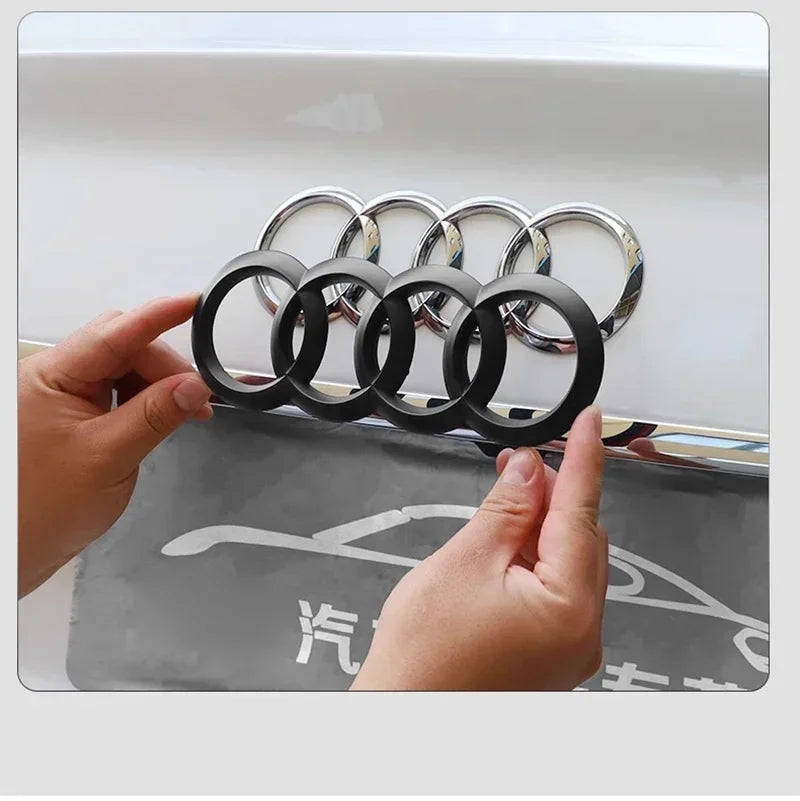ABS Four Ring Car Logo Cover Front Grille Badge Rear Trunk Emblem Decal For Audi A3 A4 A5 A6 A7 A8 Q3 Q5 Q7 Q8 Car Accessories