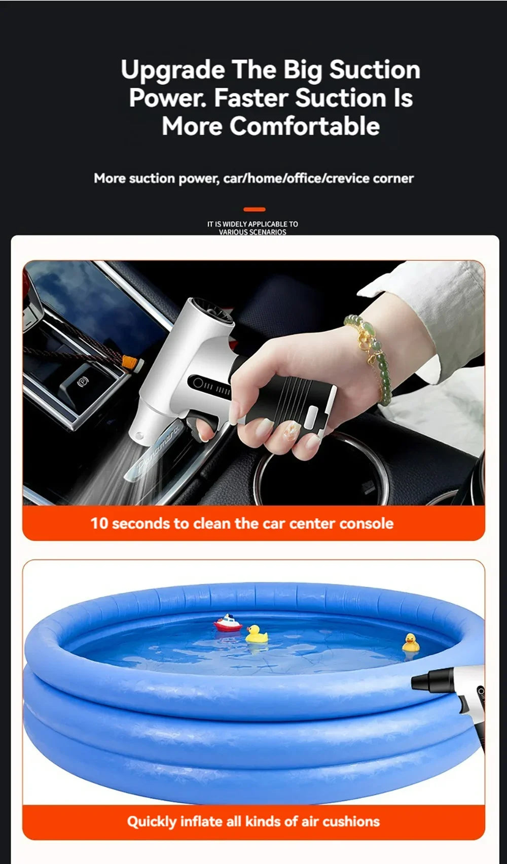 3000mAh 7.4V 130000RPM Brushless Jet Fan Super Strong Blower 3 Speed Blowing Suction Dual-Purpose Turbo Fan Powerful Air Blower