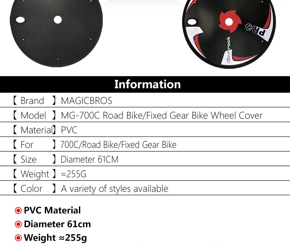 MAGICBROS 700C Wheel Cover Unisex Single Speed Gravel Road Bike 40MM 50MM 60MM 70MM Fixed Gear Bike 700C Closed Wheel Rim Cover