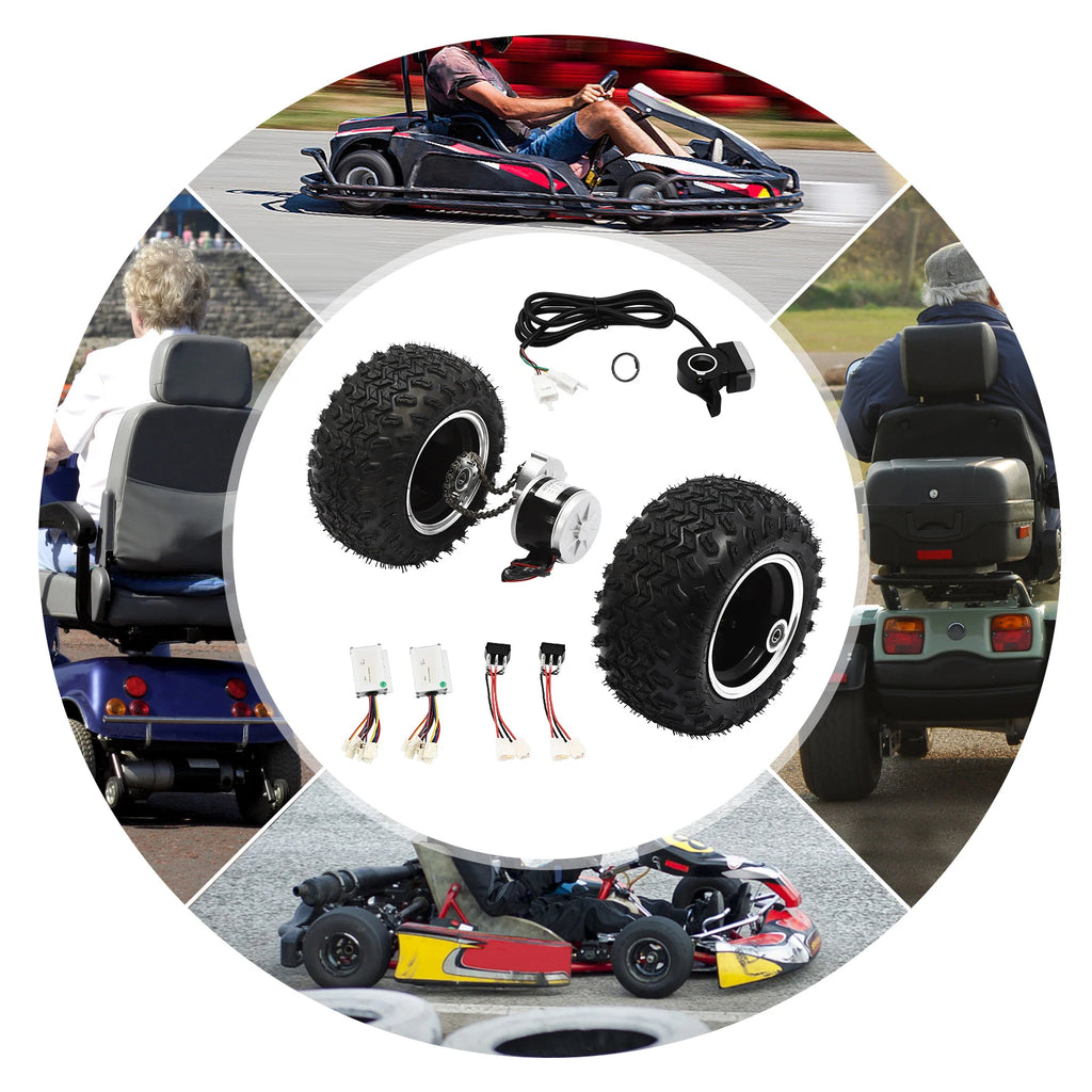 250W Black Motor Drive Air Wheel Conversion Kit 330.69-440.92Lbs Load Capacity Dual Wheel Set for Electric Beach Scooter