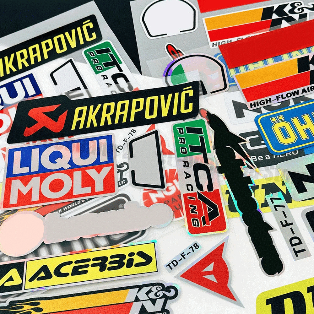 Racing Sponsor Style Decals Kit, Waterproof Reflective Vinyl Stickers for Auto Motorcycle Scooter Helmet Bike DIY Decoration