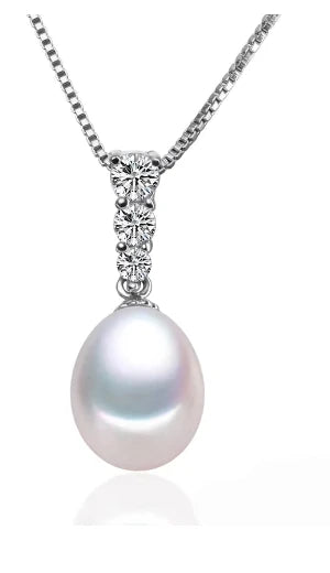 Real Beautiful Genuine 925 Sterling Silver Pendant,Black Natural Pearl Necklace Jewelry For Girl Birthday