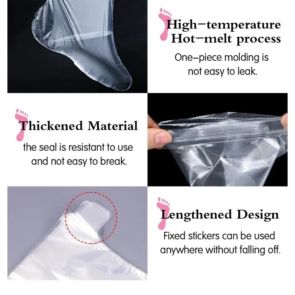 100PCS Disposable Foot Bags Detox SPA Covers Transparent Foot Mask Covers Moisturizing Pedicure Prevent Infection Remove Chapped