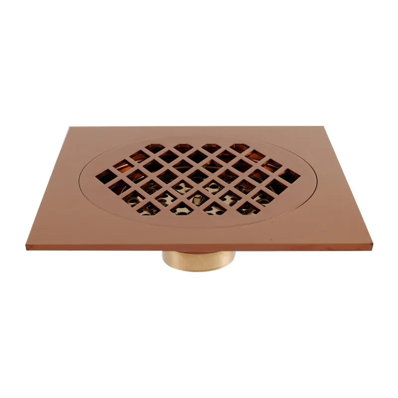 Drain de sol carré 15x15cm en laiton antique/brossé/doré/or rose/noir/bronze/bronze rouge pour salle de bain et salle de douche