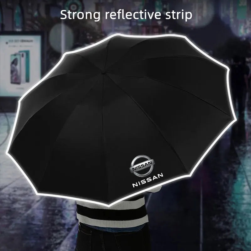 Fully Automatic UV Umbrella With LED Reflective Stripe Reverse Umbrellas For Nissan Rogue X-Trail GTR Note Qashqai Juke Patrol